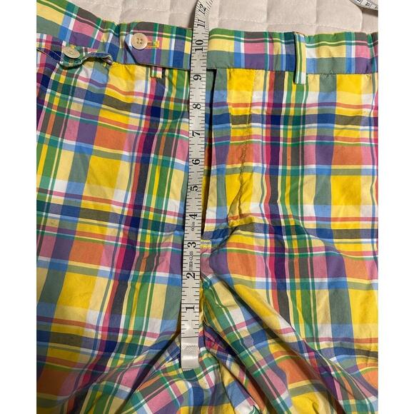 Polo Golf Plaid Shorts Men's Size 34 9 Inch Flat Front Yellow Easter Spring - Picture 6 of 7